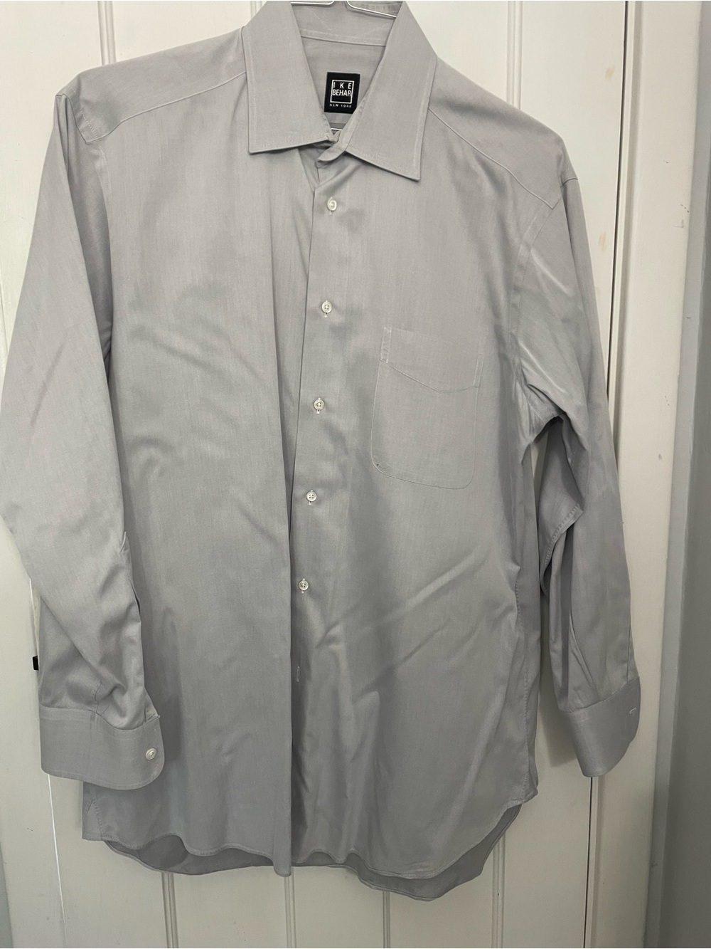 Ike Behar Men's Light Gray Dress Shirt - Spread Collar